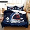 3D Blue Ocean Sharks Bedding Set Cute Quilt Cover Bed Cover With Pillowcase Twin Single Queen King Size Boys Adult Home Textile