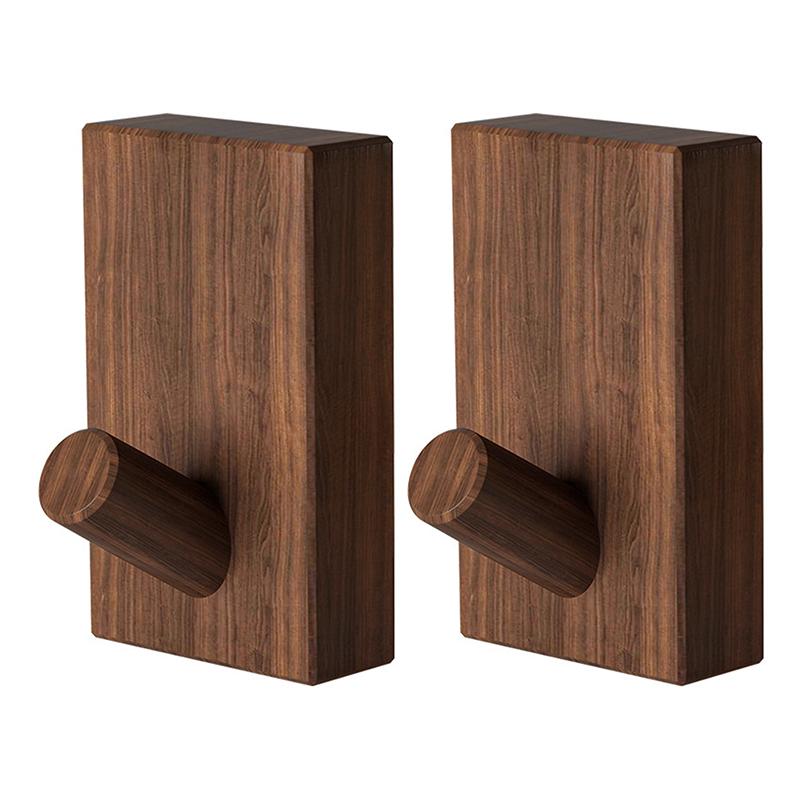 2 stk Valnøtt Tre Veggkroker Hengekroker Uten Borr Nordisk Kleskrok Baderom Kjøkken Håndkle Nøkkelholder Oppbevaringshylle Dekorasjon