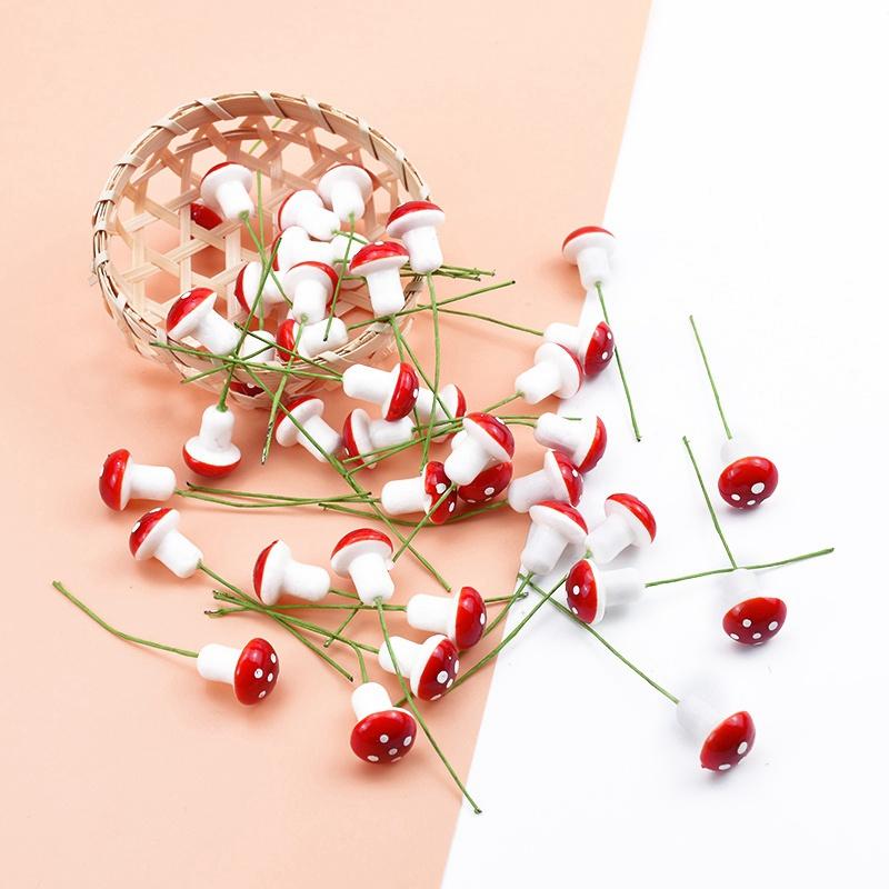 

20PCS Artificial Plant Foam False Mushroom Home Bedroom Decoration Wedding DIY Brooch Gift Box Scrapbook Christmas Wreath 20PCS