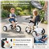 6 In 1 Tricycle for Kids with 5-point Harness Straps, Removable Canopy, White