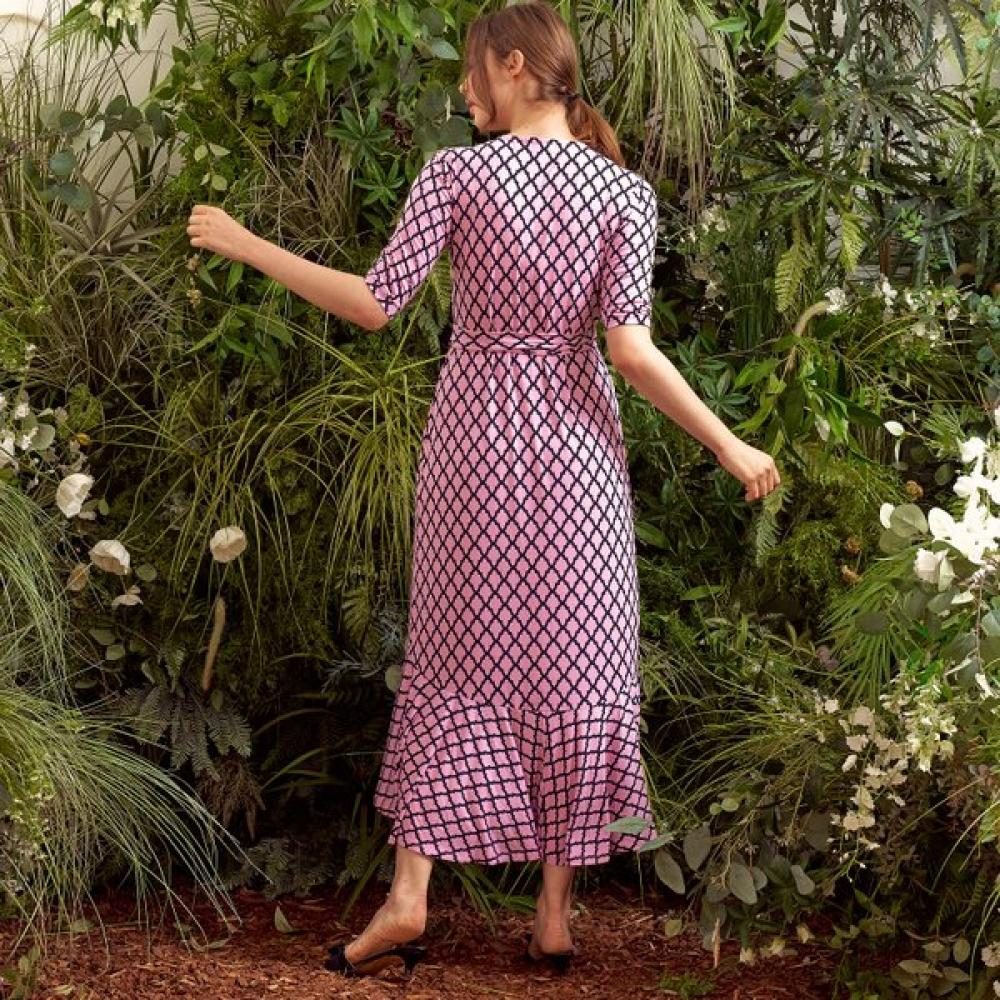 Lipbbam Creolla Vivienne 3 4 Sleeve Frill Wrap Dress Ldm42pd01