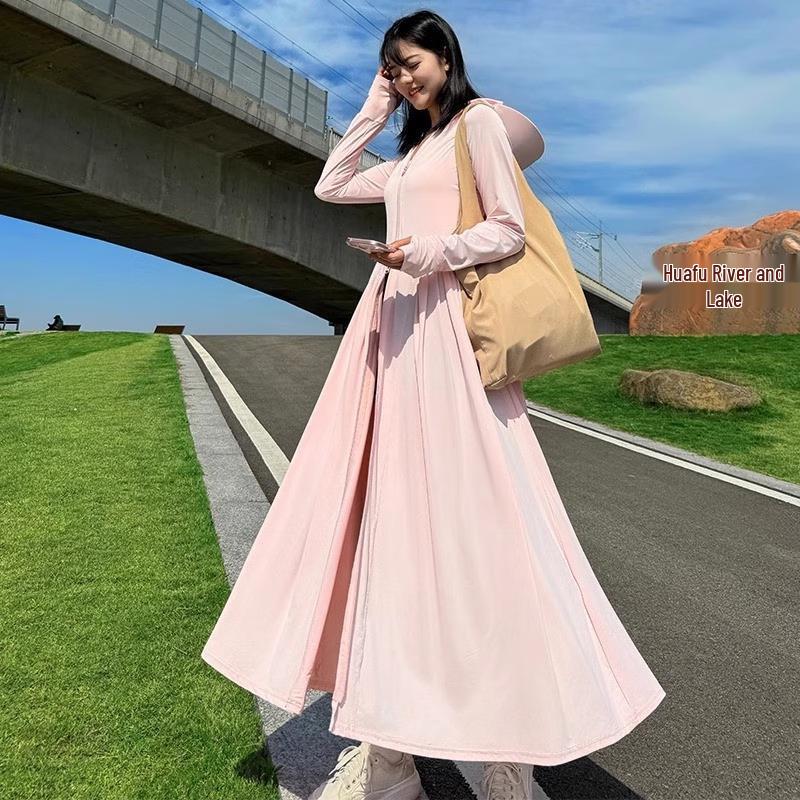 

Женское солнцезащитное платье XIN SHENG XIANG из ледяного шелка с защитой от УФ-лучей и шляпой