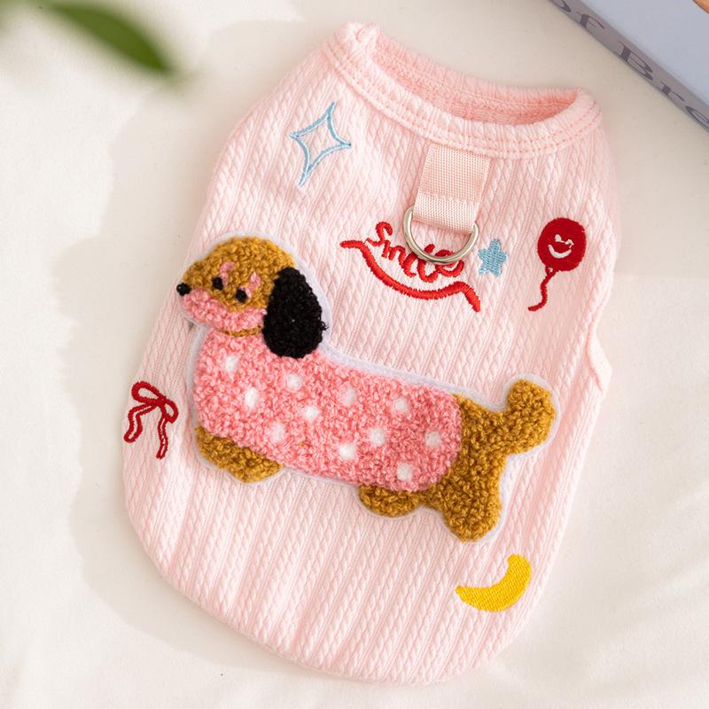 

Dog clothes Spring and summer new cute dachshund dog vest with traction buckle Teddy Bigbear small dog pet clothes XXL (recommended weight 15-10kg)
