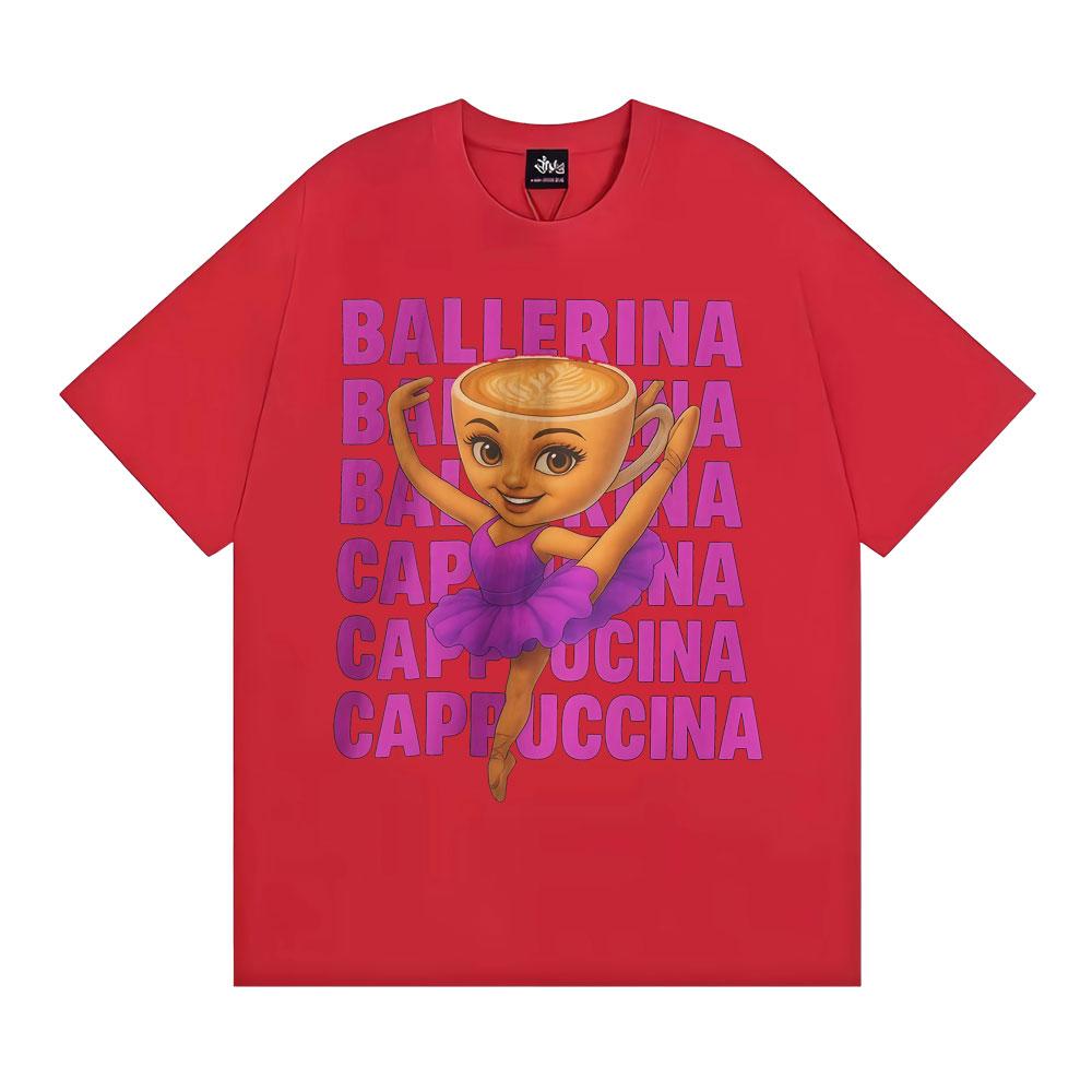 

Смешная Милая Кофе Балерина Капучино Футболка Мода Каваи Винтажные Мультяшные Футболки Мужские Женские Оверсайз Повседневная Хлопковая Футболка S