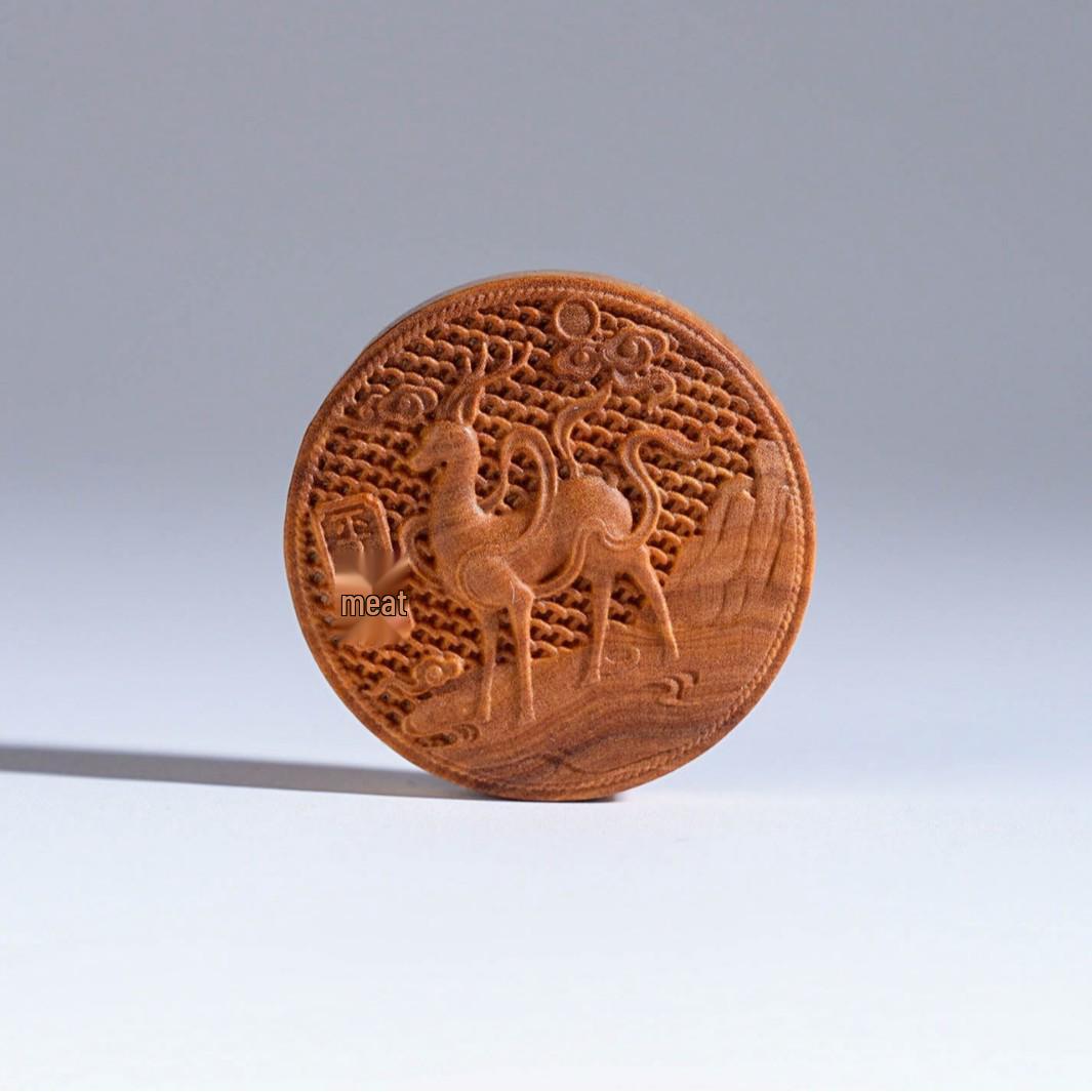 Natural Sandalwood  Yi Lu Ping An  Carved Pendant Necklace Ornament No cord by default, contact for cord