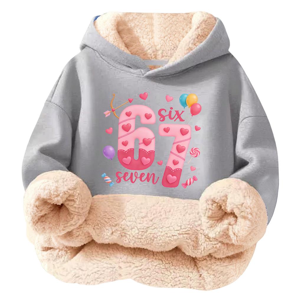 Çocuklar İçin Modaya Uygun Baskılı Günlük Polar Kapüşonlu Bol Kesim Cepli Olmayan Hoodie