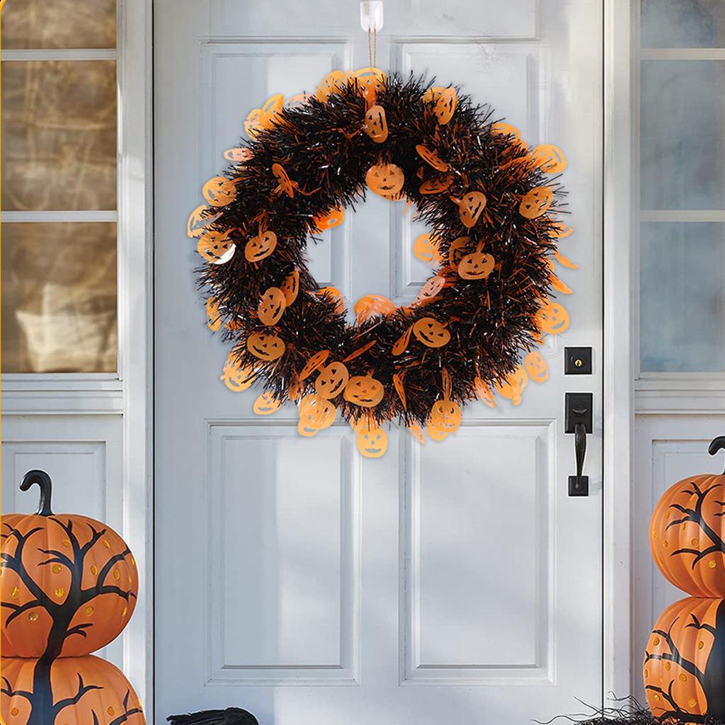 Halloween Front Door Wreath Hanging Garland Artificial Skull Wreath for Wall Halloween Holiday