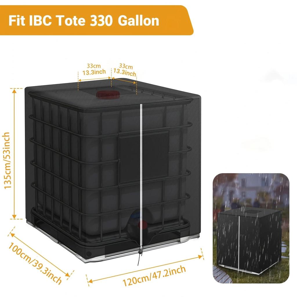 IBC Handbag Cover ZIP Outdoor 1000 Liter Water Tank Cover Sun Protection UV Resistant Garden Shade