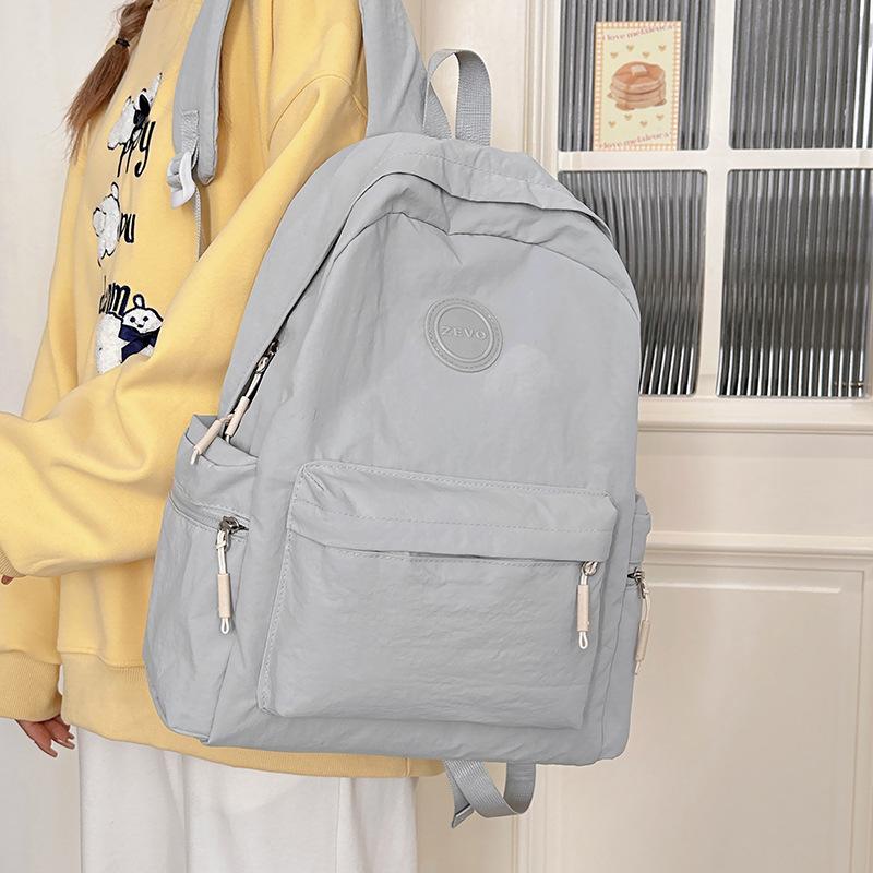 School bag new casual women's school bag solid color fresh and versatile college style school bag college students class backpack tide