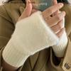 Warm And Cold-proof Plush Half-finger Gloves for Women Versatile Cute Office Wear for Autumn And Winter