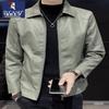 Woodpecker Men's Genuine Leather Motorcycle Jacket - Casual Spring/Autumn Outerwear