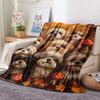 Puppy Print Flannel Blanket, High quality Comfortable for All Seasons, Home Decor, Warmth and Comfort, Perfect for Christmas Gifts