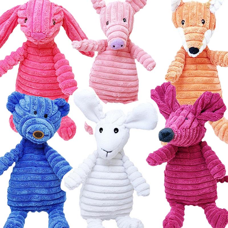 Corduroy Plush Dog Toy: Sounding, Teething, Teeth Cleaning, Boredom Relief with Monkey & Fox Designs.