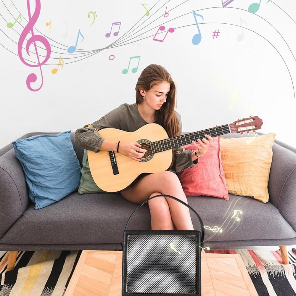 Rowin 30W Electric Guitar Amplifier Portable Rechargeable Acoustic Amp BT Reverb Chorus Effects Microphone Input Aux Headphone Jack Home Practice
