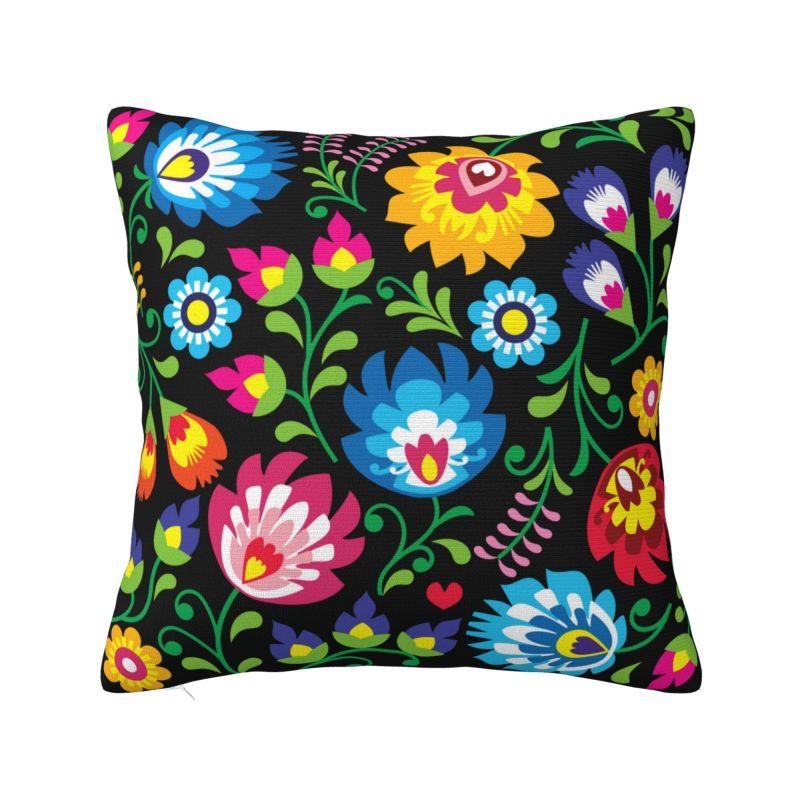 Colourful Floral Mexican Flowers Throw Pillow Case Home Decor Sofa Chair Cushion Cover Polyester Cozy Pillowcase Dakimakura