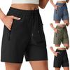 Shorts für Damen, lässig, Sommer, hoch tailliert, weiter Beinschnitt, Strandurlaub, mit Taschen