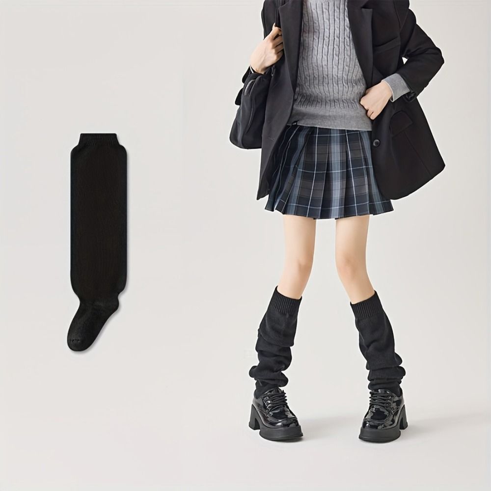 Solid Color JK Knee High Socks Korean-Style Mid-tube Socks Sock Sleeves Women's Leg Warmers Girl
