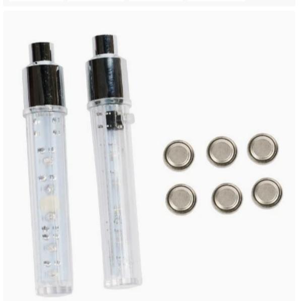 LED Bicycle Valve Light Stick Set with Batteries Water Resistant Tire Valve Caps for Bike Wheel Decoration Safety Visibility one size