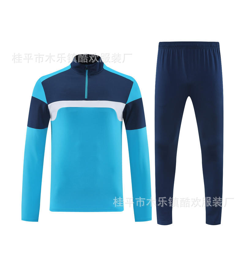 Student Team Half Zipper Long Sleeve Suit Football Training Suit Club Quick Drying Football Jersey Breathable