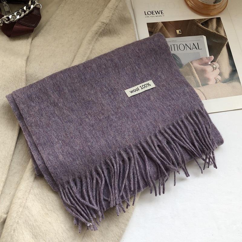 Ladies Wool 100% Australian Pure Wool Scarf Women Long Fringed Warm Cashmere Shawl Winter Thik Warm Knitted Neck Scarf Wrap