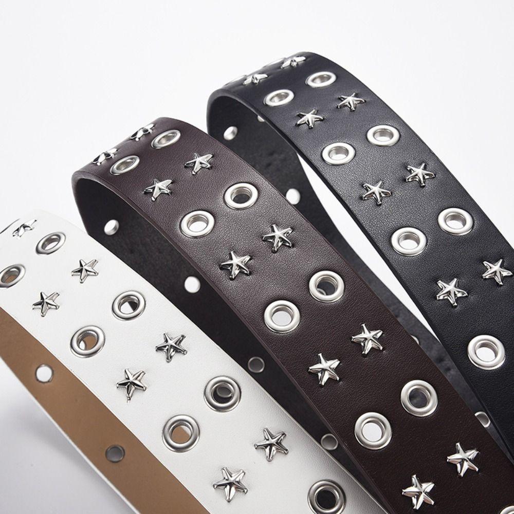 PU Leather Double Row Buckle Waistband Metal Y2K Belt Cool Men Belt  Female