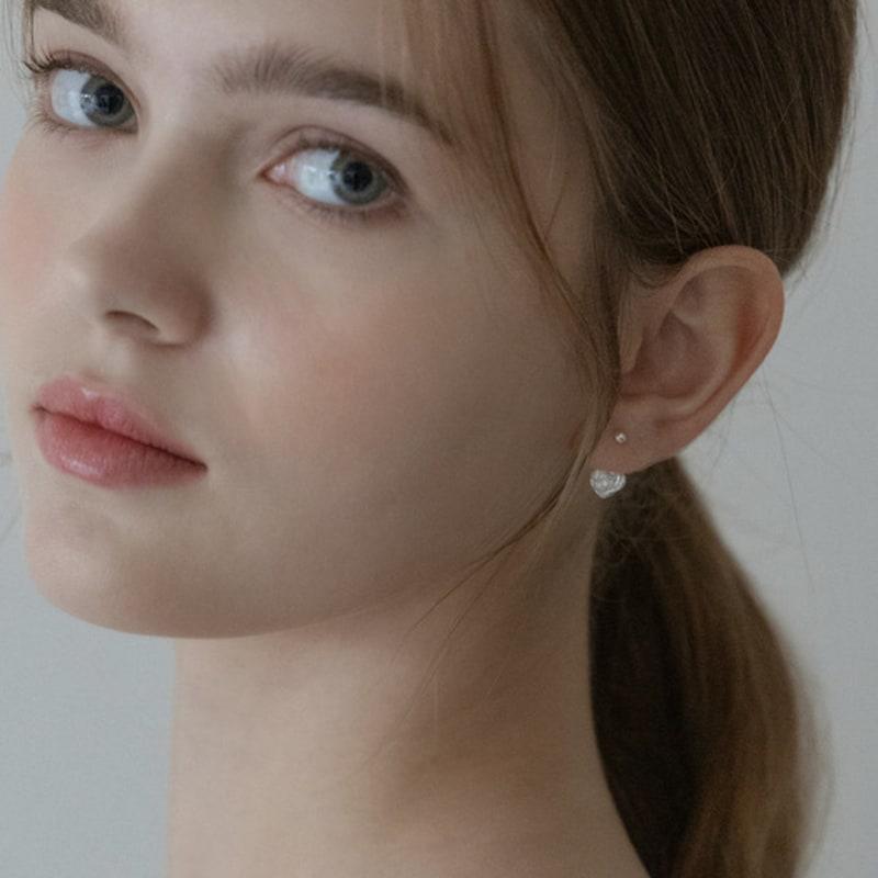 Tatiana (925 Silver) Rose Flower Heart Ear Jacket Earrings EC3065