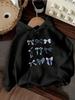 Creative Blue Bow Fresh Style Printed Hoodie  In Autumn and Winter Long Sleeved Hoodie Clothing