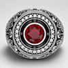 New Men's Silver Ring with Ruby and Diamond Accents