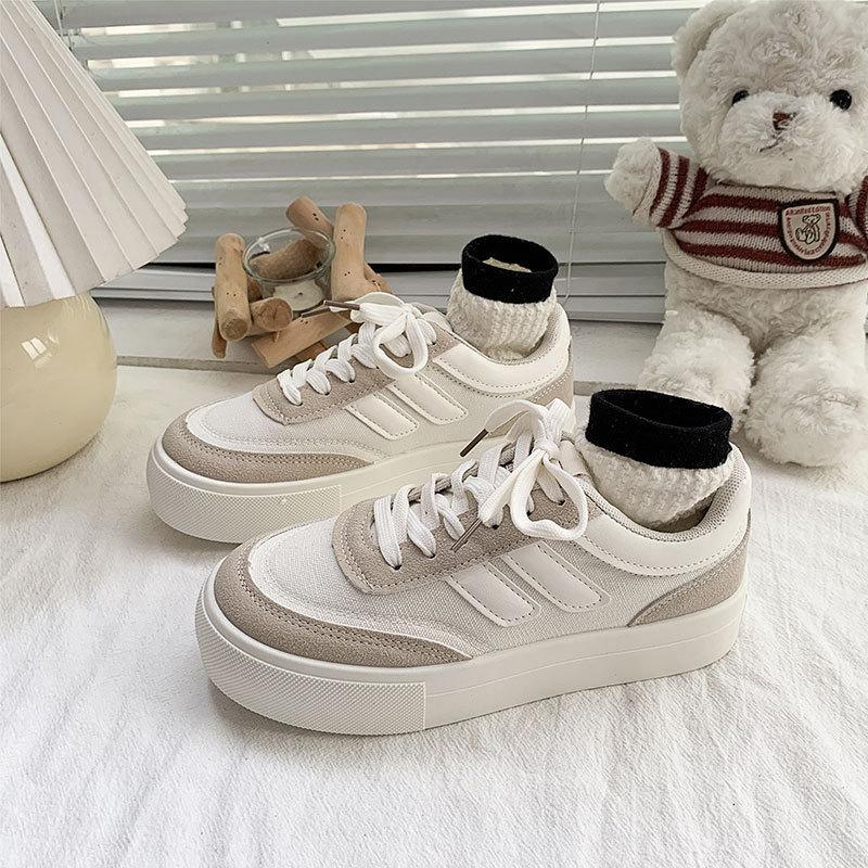 Super fire black platform canvas shoes women's spring and autumn versatile little white shoes board shoes 2025 new niche casual sports shoes