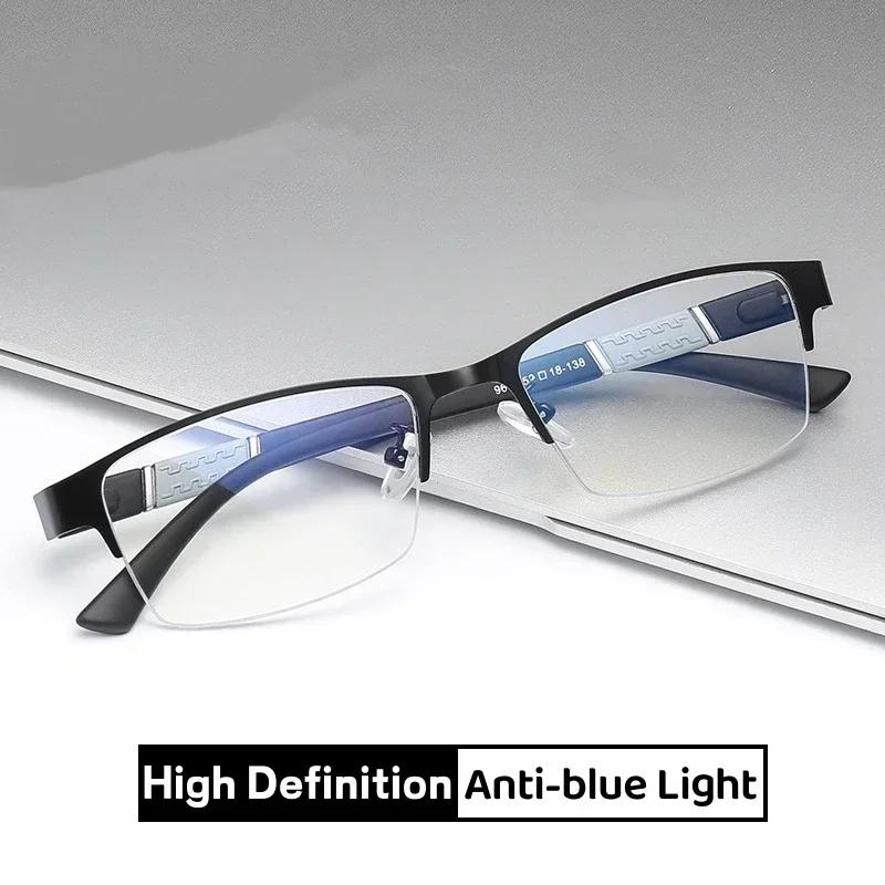 TR90 Classic Semi Semi-rimless Metal Business Reading Glasses for Woman Man Vintage Style Eyeglasses Powers From +1.0 To +4.0