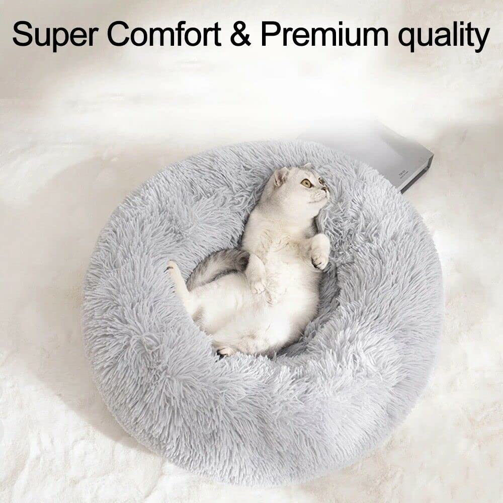 Winter Warm Plush Pet Bed Round Fluffy Dog Cat House Soft Long Plush Kennel for Small Pets