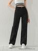 Autumn/Winter Rhinestone Black Straight-Leg Jeans: Slimming Women's Casual Fashion