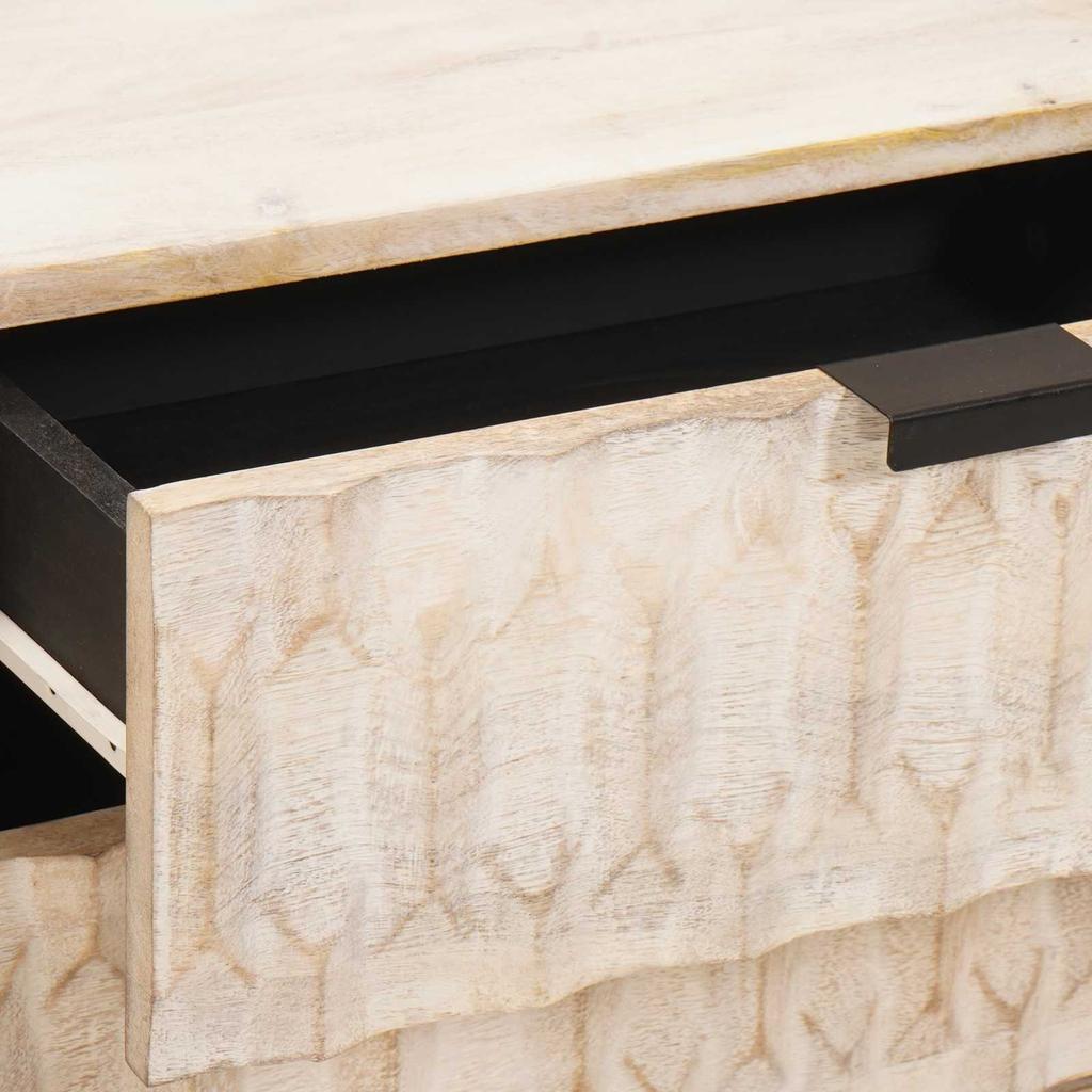 Nightstand with Drawers White 50 x 33 x 62 cm Solid Mango Wood