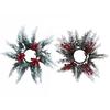 Red Berry Artificial Wreath Candle Rings DIY Xmas Pillar Candlestick Wreath Candle Holder  Xmas