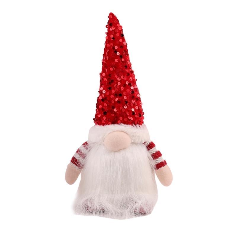 Christmas Faceless Gnome Sequins Doll with LED Light Christmas Decoration Scandinavian Tomtes Farmhouse Kitchen Tiered