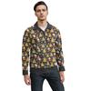 Men's Christmas Cotton Pullover Long Sleeve Outdoor Shirt Vintage Corduroy Button Stand Collar Shirt Casual Sweatshirt Christmas Print Top