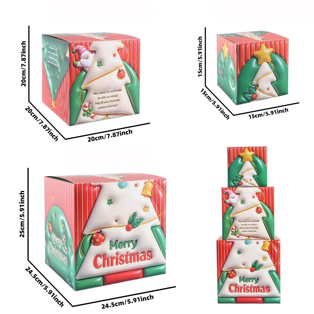 3PCS Santa Claus Christmas Gift Box 3 Size Cookies Snack Boxes Candy Gift Boxes  Home Decoration