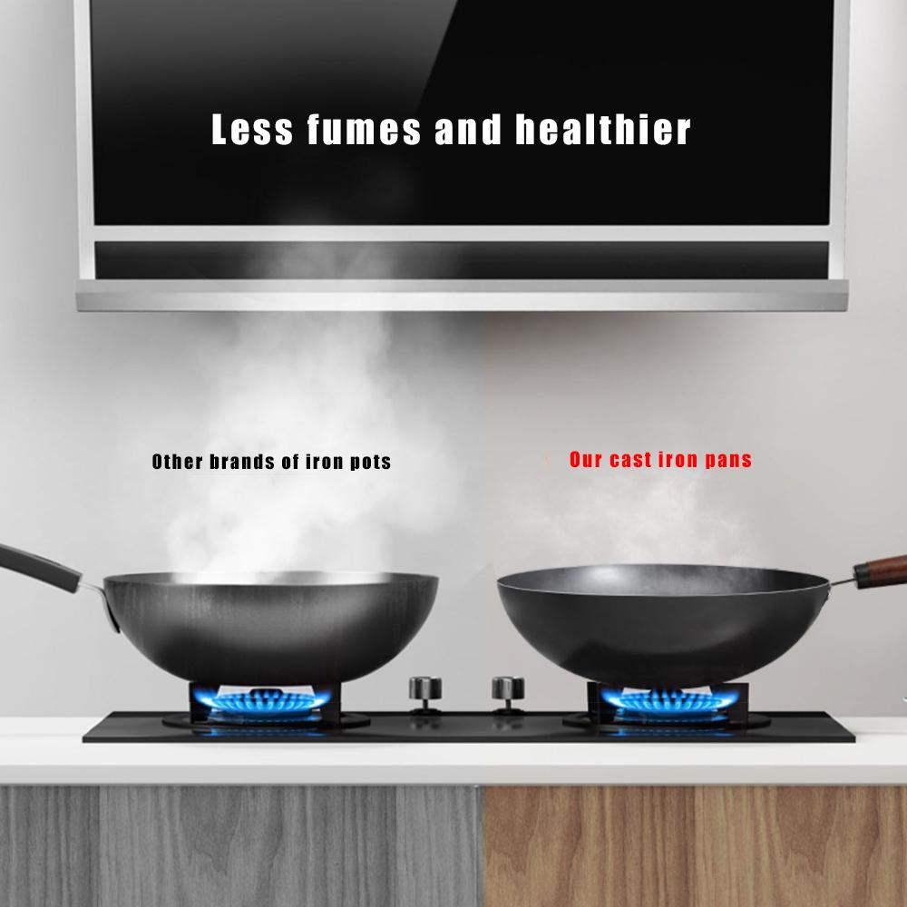 32cm Uncoated Wok Pot Frying Pan Home High Quality Handmade Cooking kitchen Cookware Chinese Traditional Non-stick Iron Pan