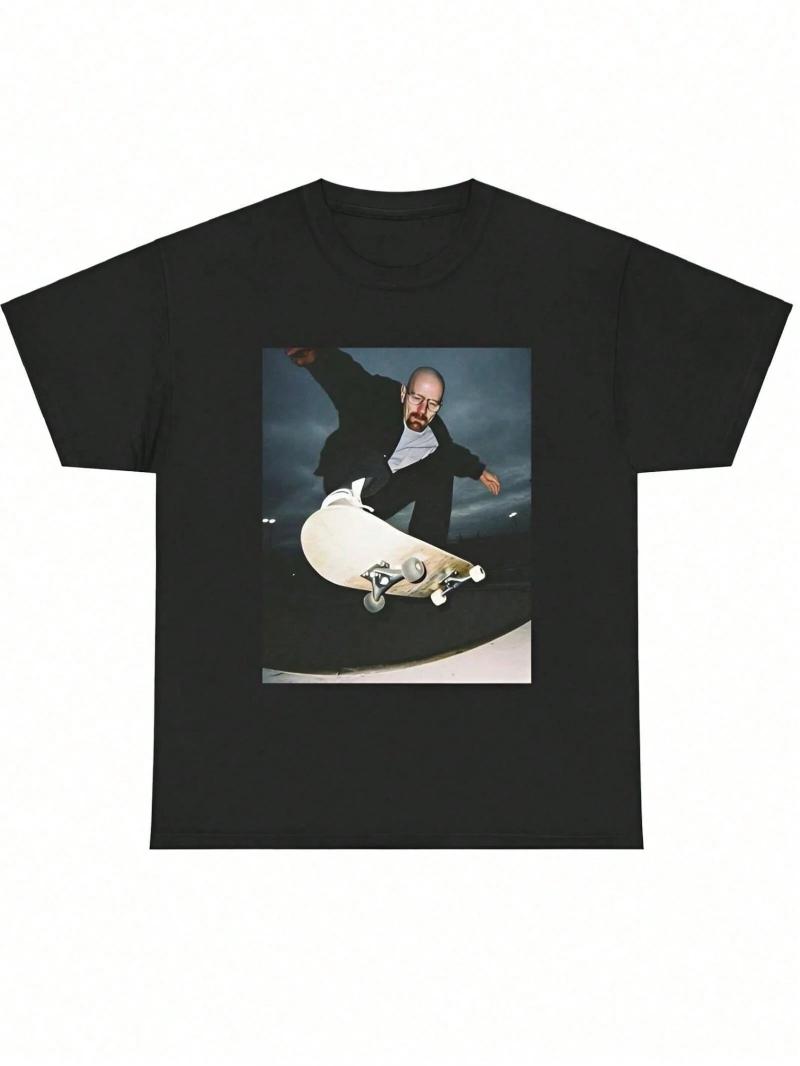 

Heisenberg retro style Walter White 90s skateboard T-shirt men s retro black T-shirt retro shirt unisex shirt graphic t shir... S разноцветный