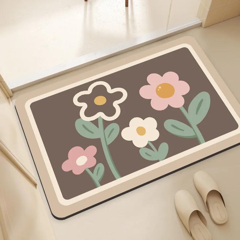 Toilet door floor mat Diatom mud absorbent non-slip mat Toilet carpet Bathroom floor mat Silicone door mat Household