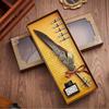 Replaceable 5 Nib Metal Signature Pen European Style Feather Pen  School Supplies