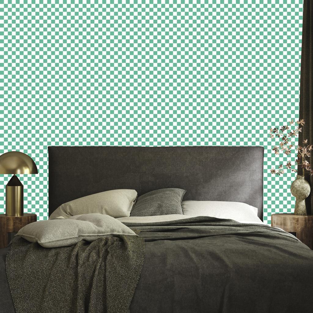 Mint and Sea Blue Checkerboard Wallpaper for Living Room and Bedroom 50x1000