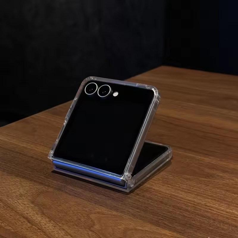 Gradient Laser Love Heart Pattern Clear Phone Case For Samsung Galaxy Z Flip 7 6 5 4 3 Zflip7 FE Glitter Bling Shockproof Cover