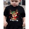 Christmas Children's T-Shirt Cartoon Deer Print Girl Clothes Cute Cartoon Pullover Tees Boy Top Casual Loose Children's Clothing