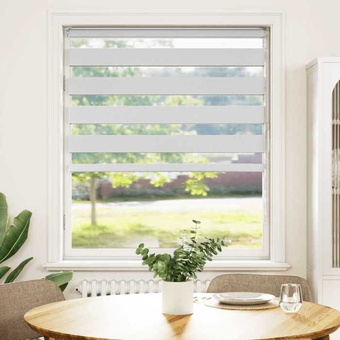 VidaXL Store zèbre blanc 95x100 cm largeur du tissu 90,9 cm polyester, store à enrouleur zébré, store zébré pour fenêtre, 4014728