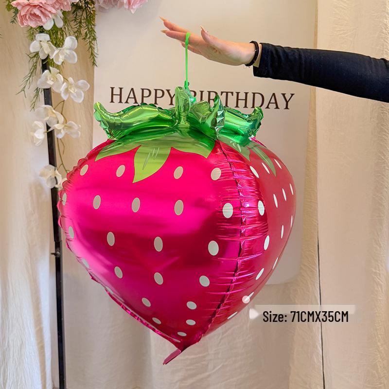 4D Strawberry Foil Balloon for Kids' Outdoor Play, Party Decor & Photos