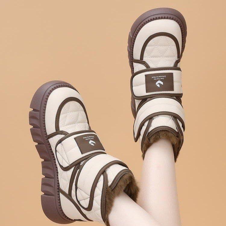 

Уличные зимние ботинки для утепления, женские ботинки из бархатного хлопка 2024 года, водонепроницаемые и нескользящие женские повседневные ботинки из хлопка 40