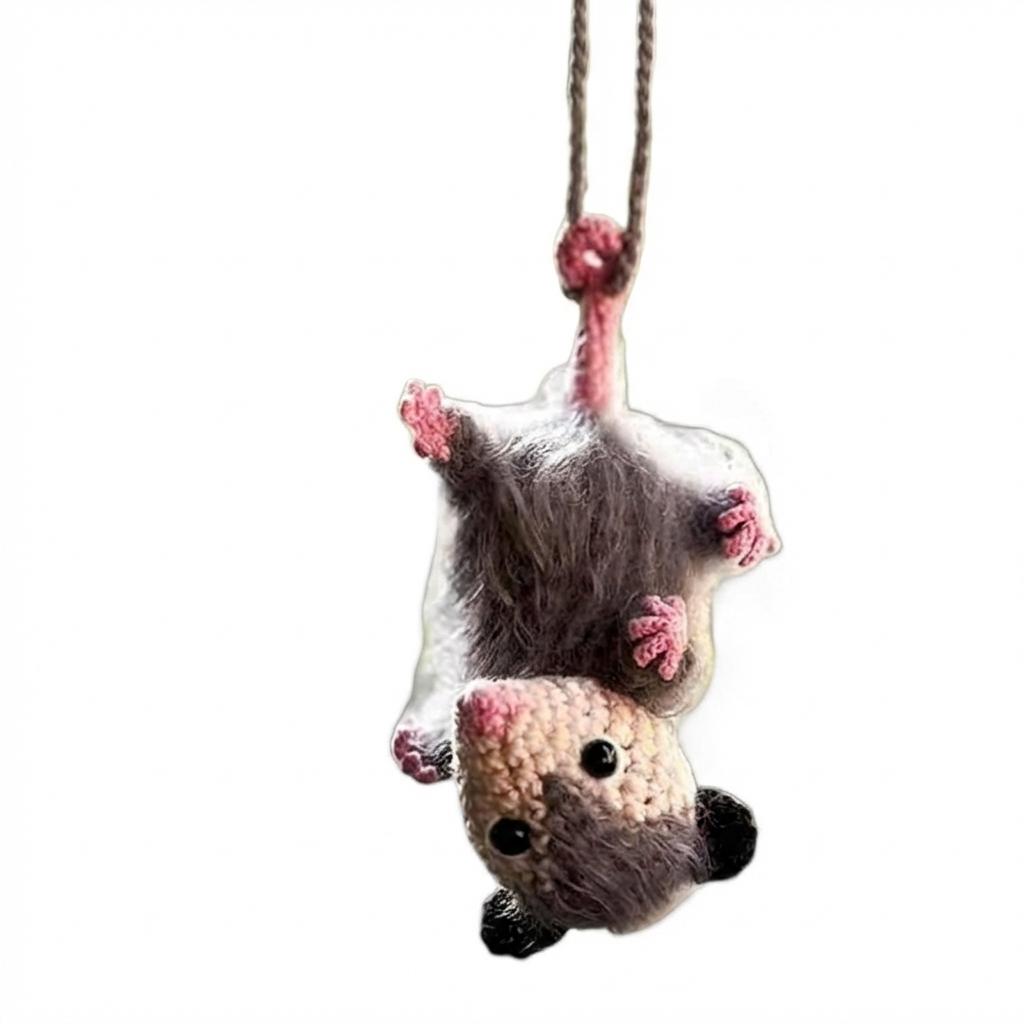Possum Car Hanging Ornament Acrylic Knitted Decoration for Rearview Mirror Bag Holiday Gift