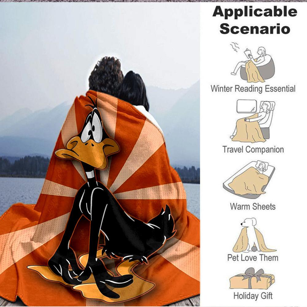 1pc Daffy Duck Blanket Lightweight Flannel Throw For Sofa, Bed, Travel, Camping, Livingroom, Office, Couch, Chair, And Bed