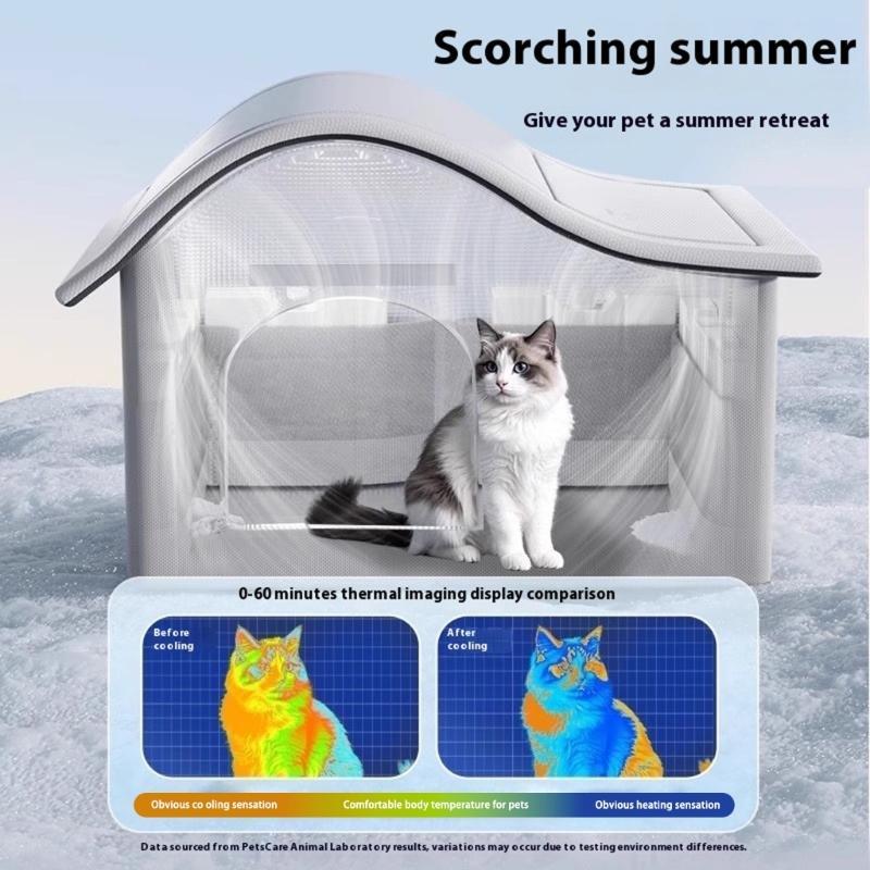 Casa Rinfrescante per Gatti Impermeabile Pieghevole Casa Rinfrescante per Animali Domestici per Esterno Interno, Casa Coibentata Condizionata per Gatti Cani